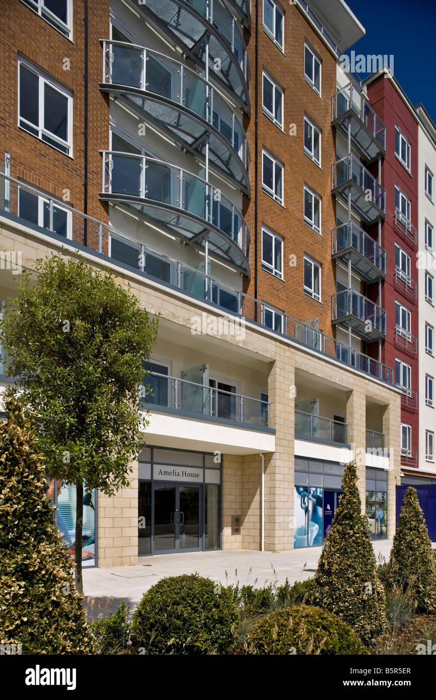 Entrance to Beaufort Park apartments in Hendon North London on the old
