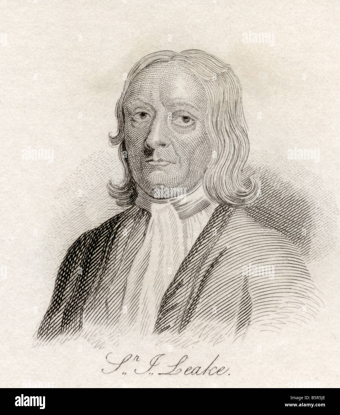 Sir John Leake, 1656 - 1720. English Admiral.  From the book Crabb's Historical Dictionary, published 1825. Stock Photo