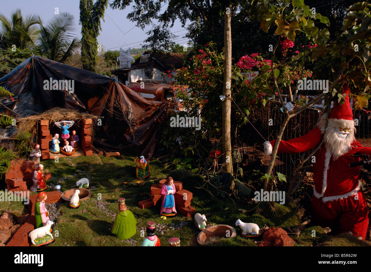 A Christmas nativity scene Anjuna Goa Stock Photo Alamy