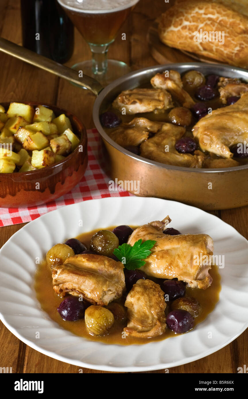 Rabbit with cherry beer Belgium Food Stock Photo - Alamy
