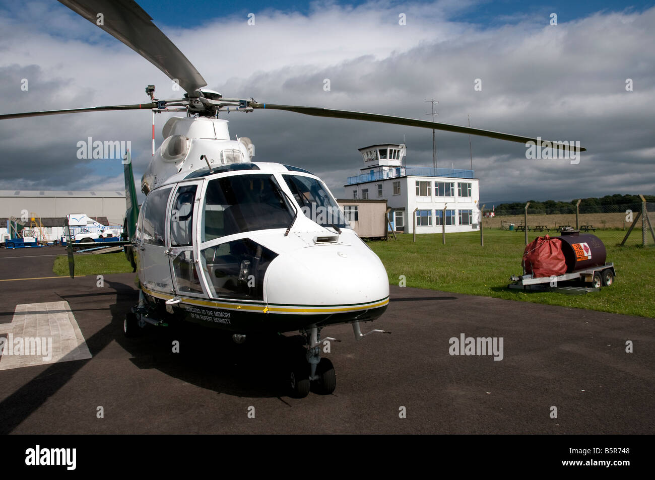 Air Ambulance Dauphin of GNAAS operated by PDG Helicopters at Carlisle Airport. Stock Photo