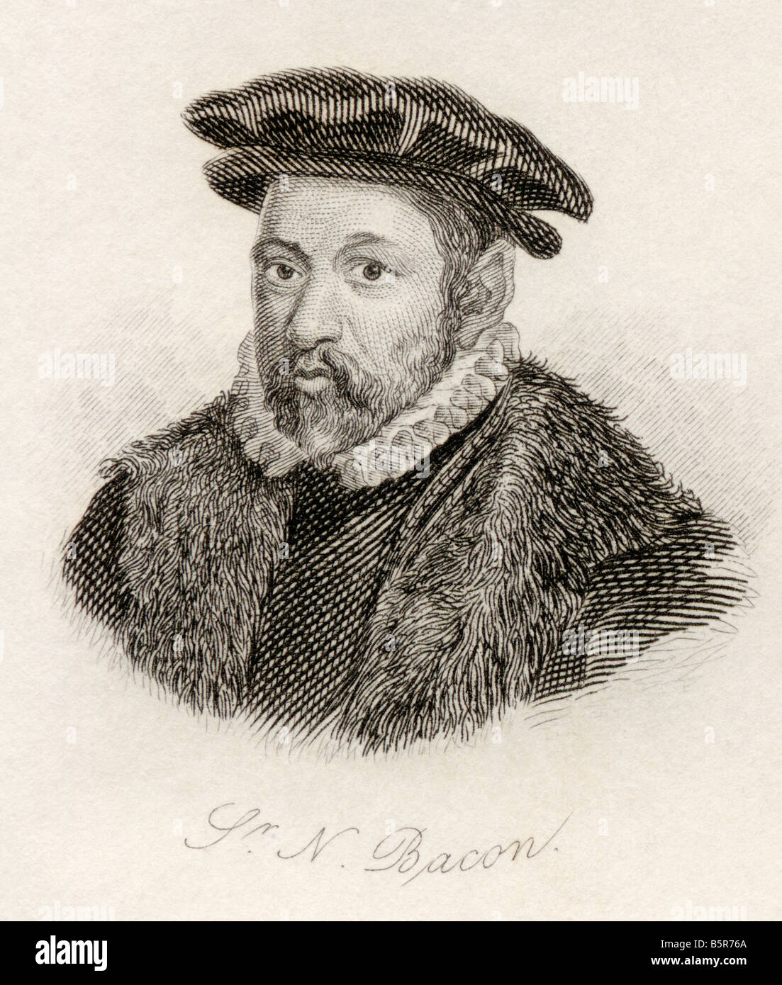 Sir Nicholas Bacon, 1510 - 1579. English politician and Lord Keeper of the Great Seal Stock Photo
