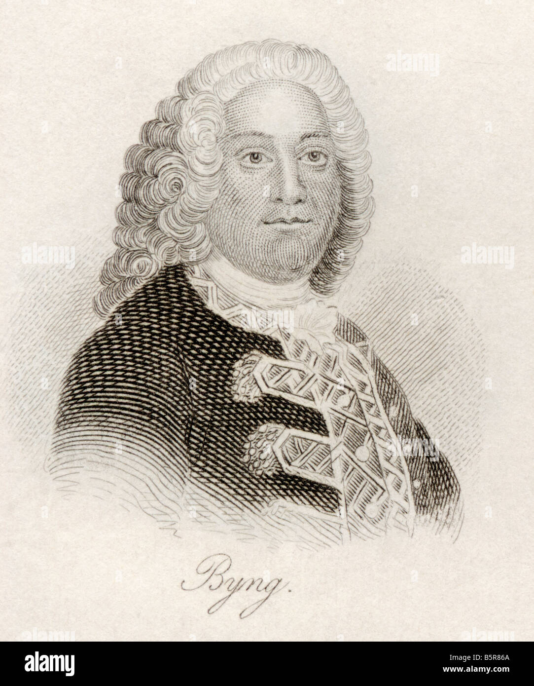 John Byng, 1704 -1757.  British Admiral. From the book Crabb's Historical Dictionary, published 1825. Stock Photo