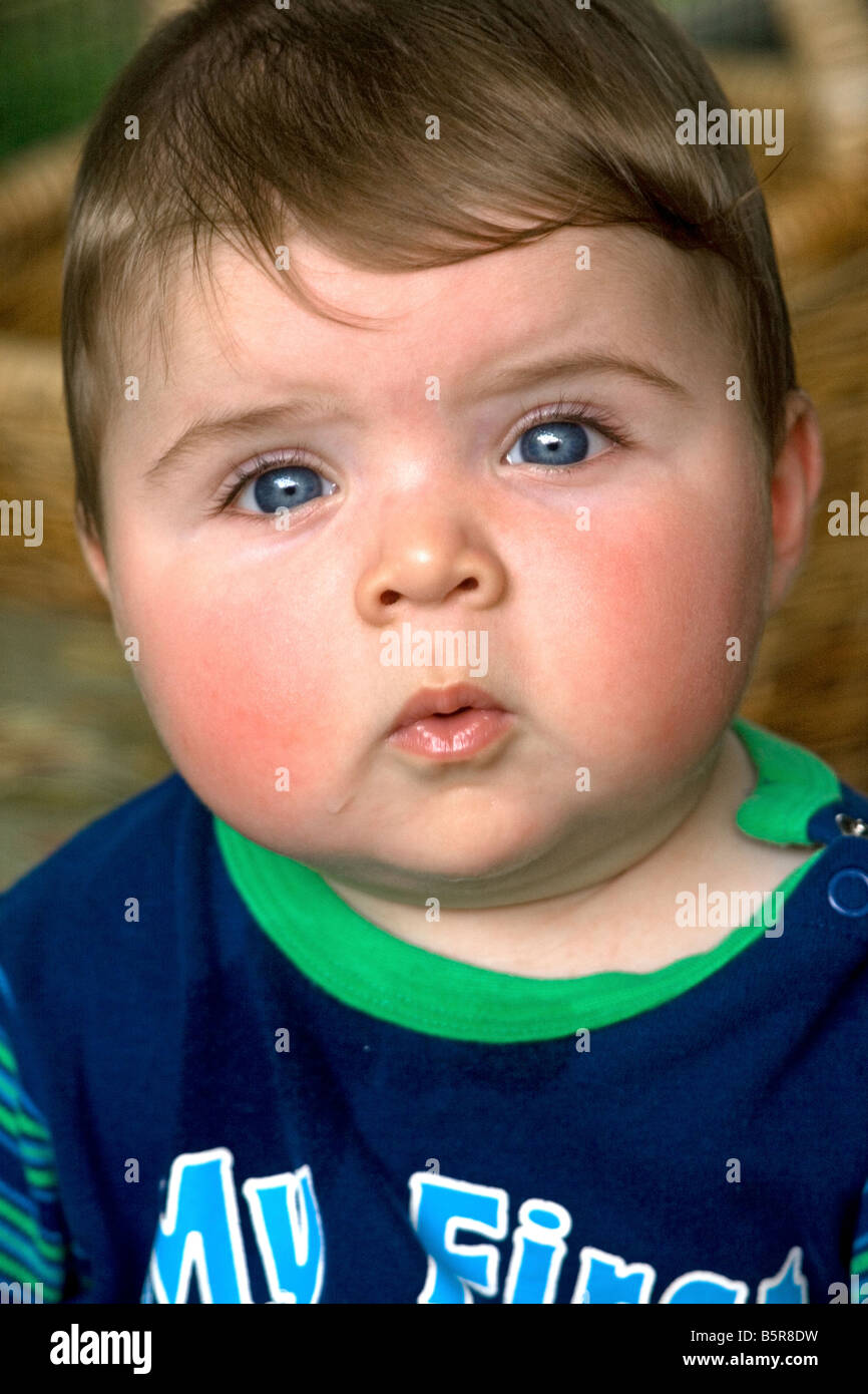 Portrait of a blue eyed baby boy Stock Photo Alamy