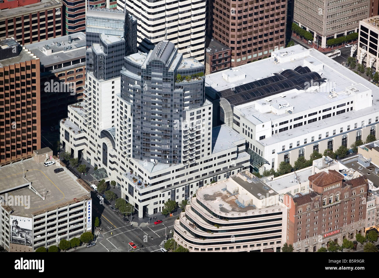 aerial view above One Rincon Plaza Mission St. San Francisco Stock Photo