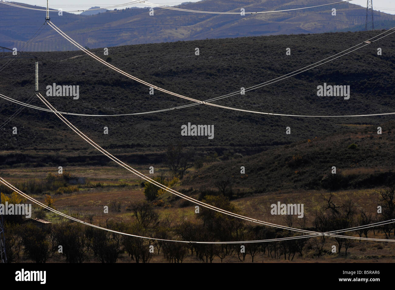 Electricity power cables in Spain Stock Photo Alamy