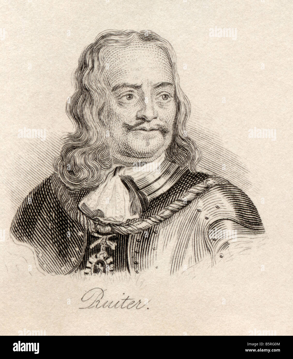 Michiel Adriaenszoon de Ruyter, 1607 - 1676. Dutch admiral.  From the book Crabb's Historical Dictionary, published 1825. Stock Photo