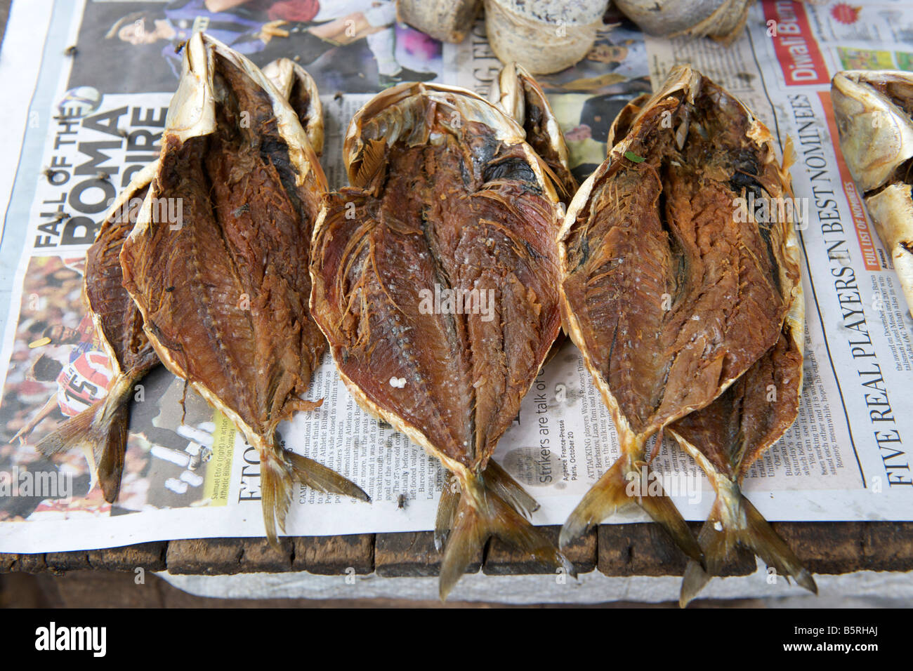 Dried fish at the Gingee Salai fish market in Pondicherry India Stock