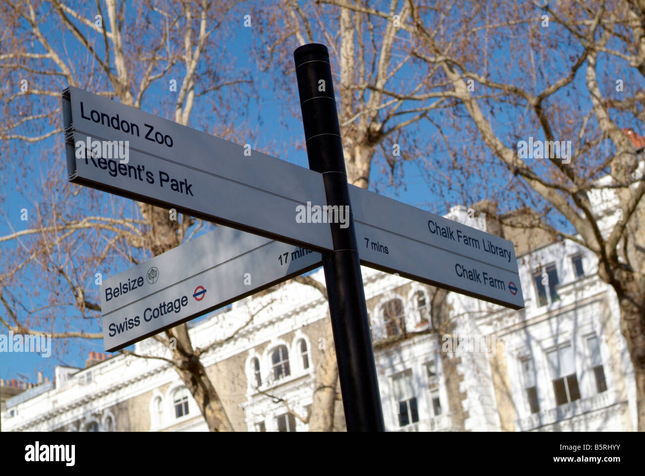 road sign London United Kingdom Stock Photo