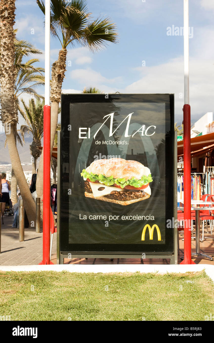 A Spanish advertising billboard for a McDonald s burger Stock Photo