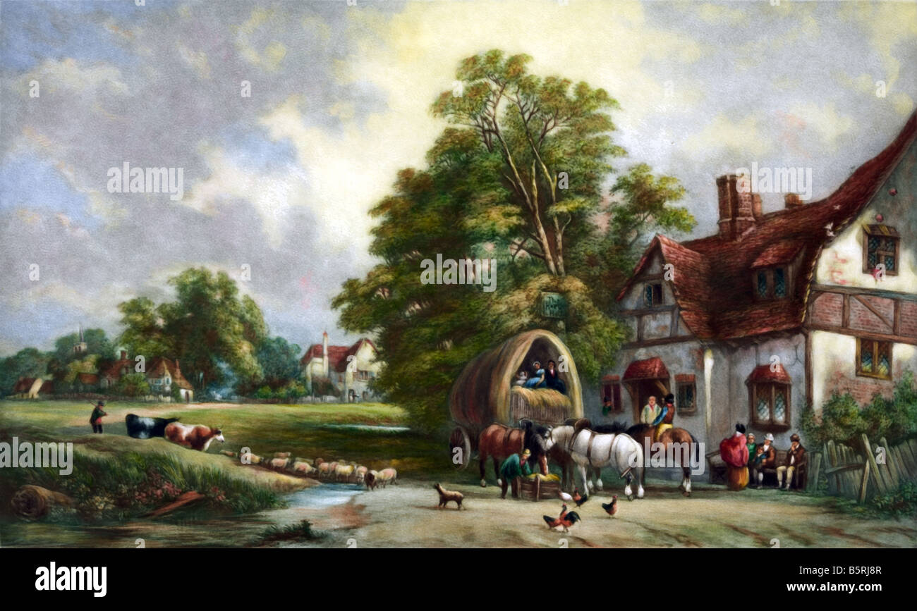 Country Hotel or Bed & Breakfast used as way station for travelers. Stock Photo