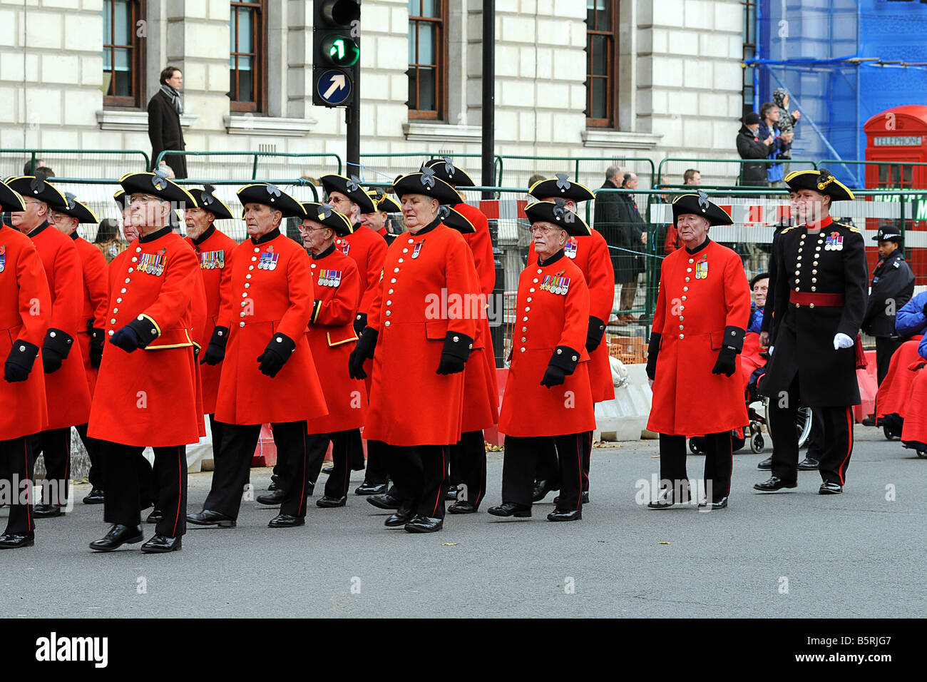 Chelsea Pensioners take part in the London Remembrance Parade on Nov 11th Stock Photo