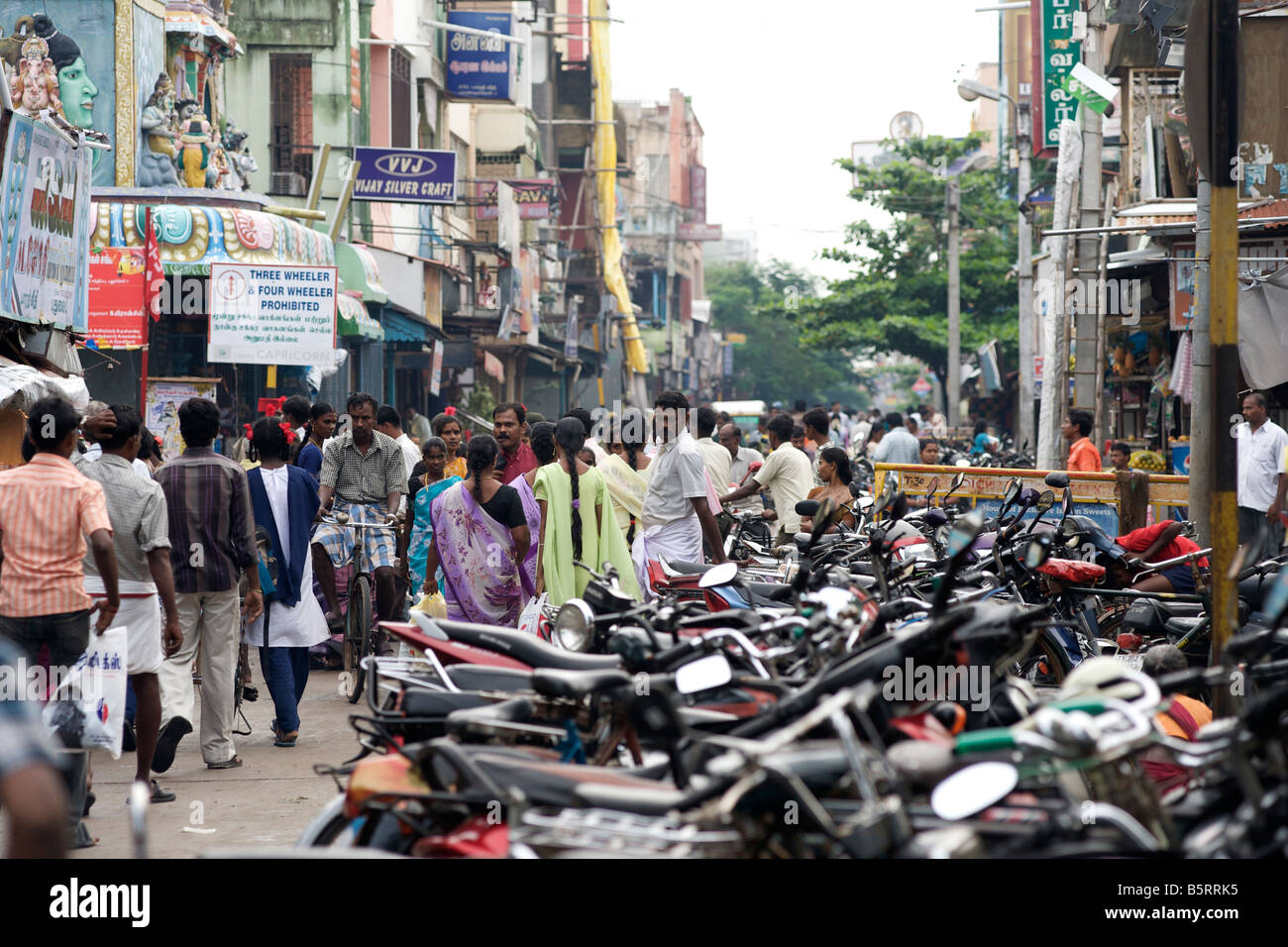 Street in Pondicherry India. Stock Photo