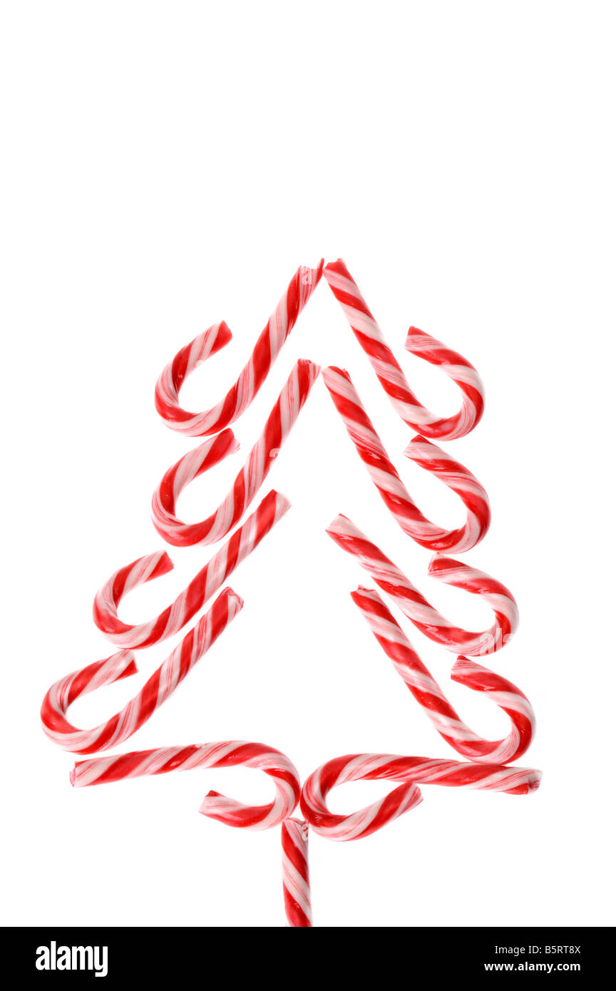 Christmas tree design made from arrangement of candy canes Stock Photo ...