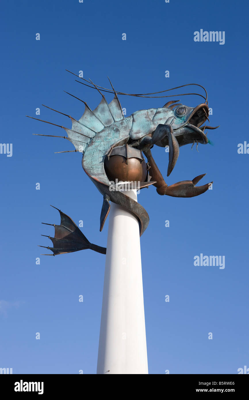 fish sculpture known as prawn statue sculpture Plymouth Barbican