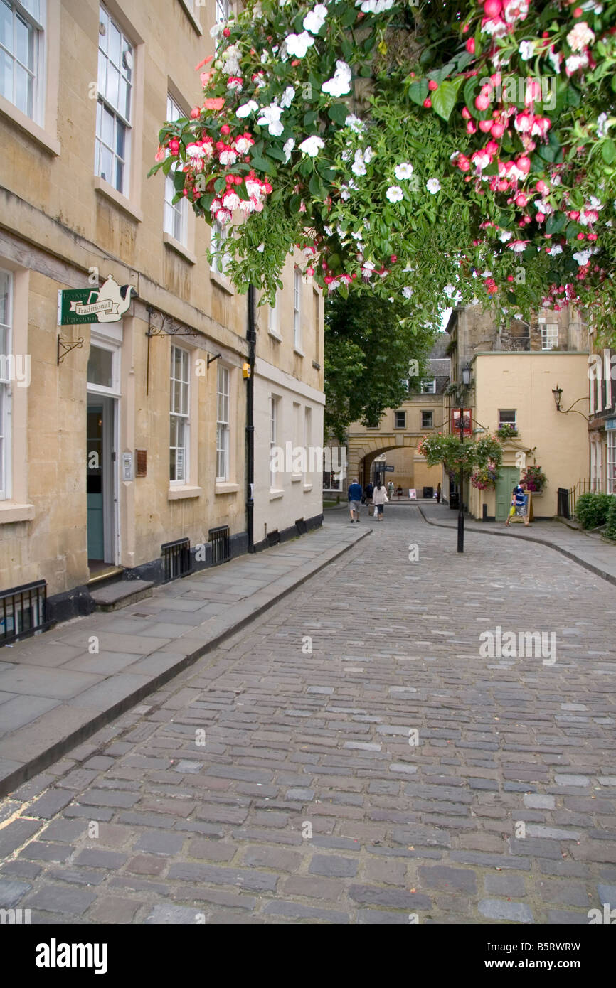 Cobblestone walking street in Bath Somerset England Stock Photo