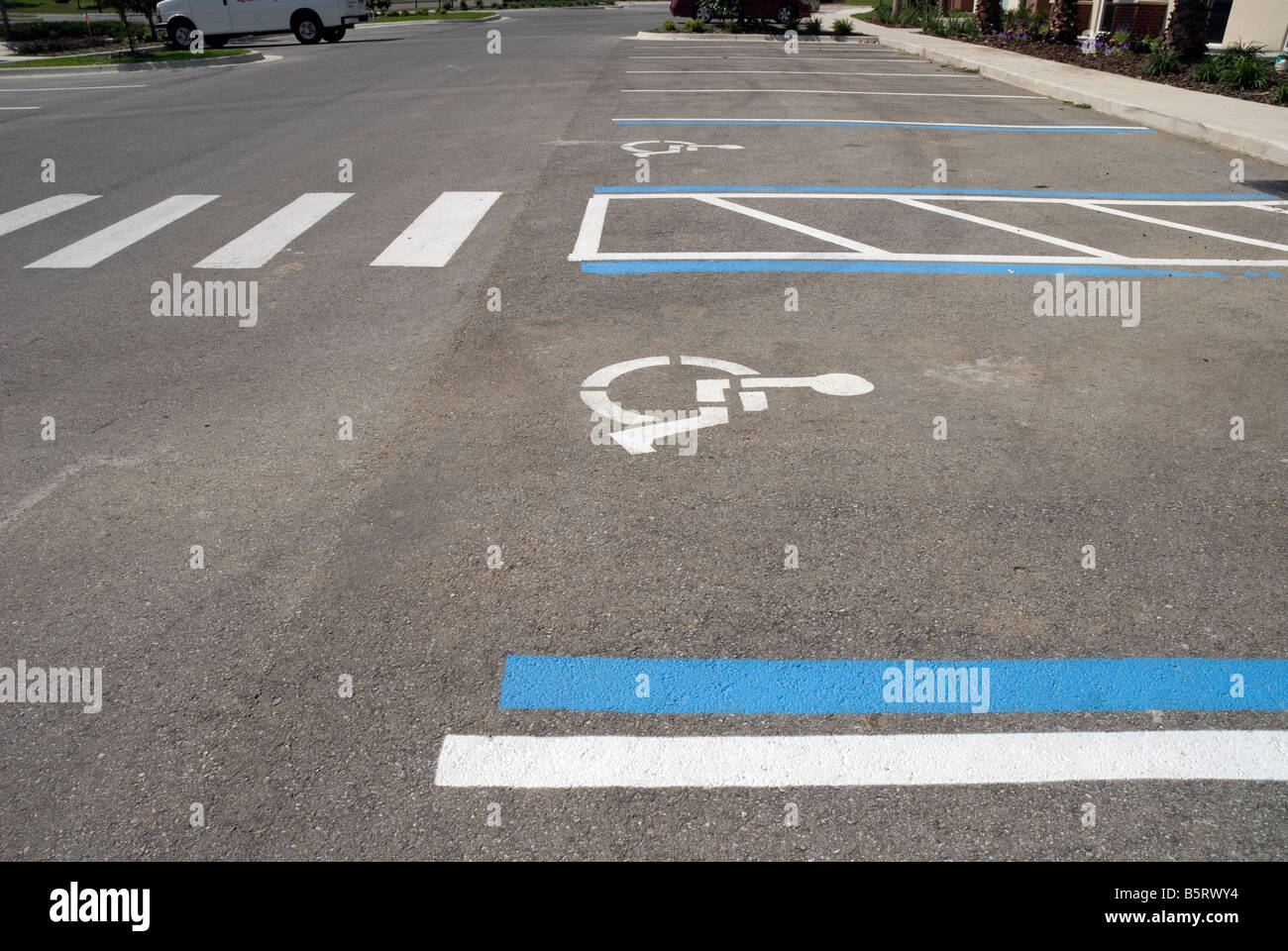 handicap parking area in new shopping center North Florida Stock Photo