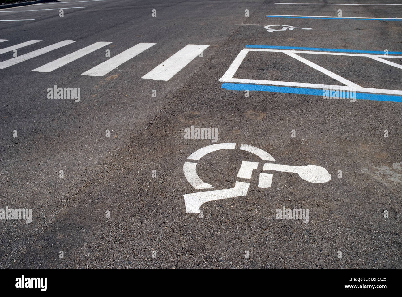 handicap parking area in new shopping center North Florida Stock Photo