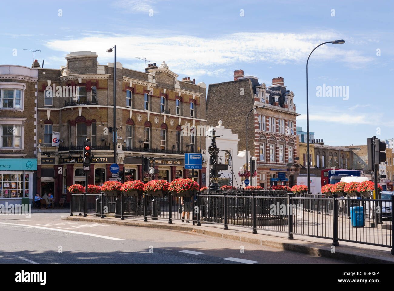 Traffic island at New Cross Gate, London Stock Photo