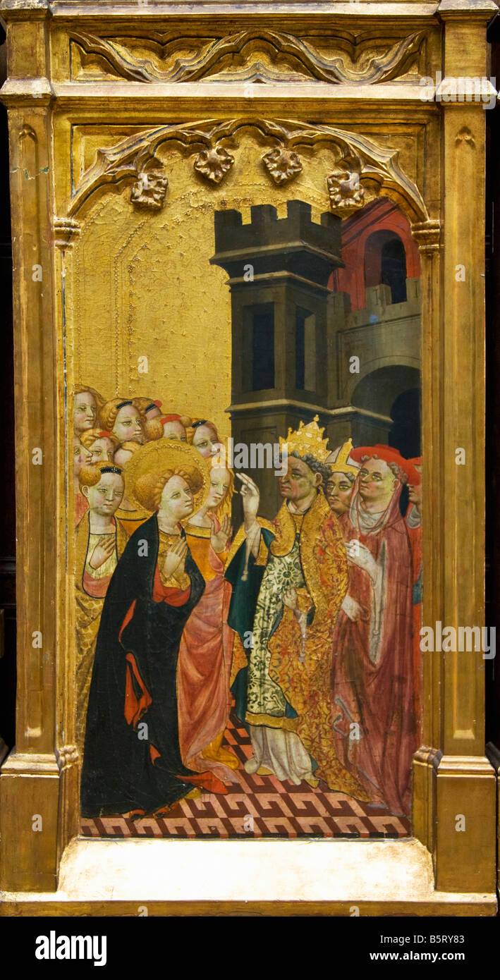 'Four Scenes from the Life of St Ursula' Valencian School circa 1400 in the interior of the Lady Lever Gallery Port Sunlight Stock Photo