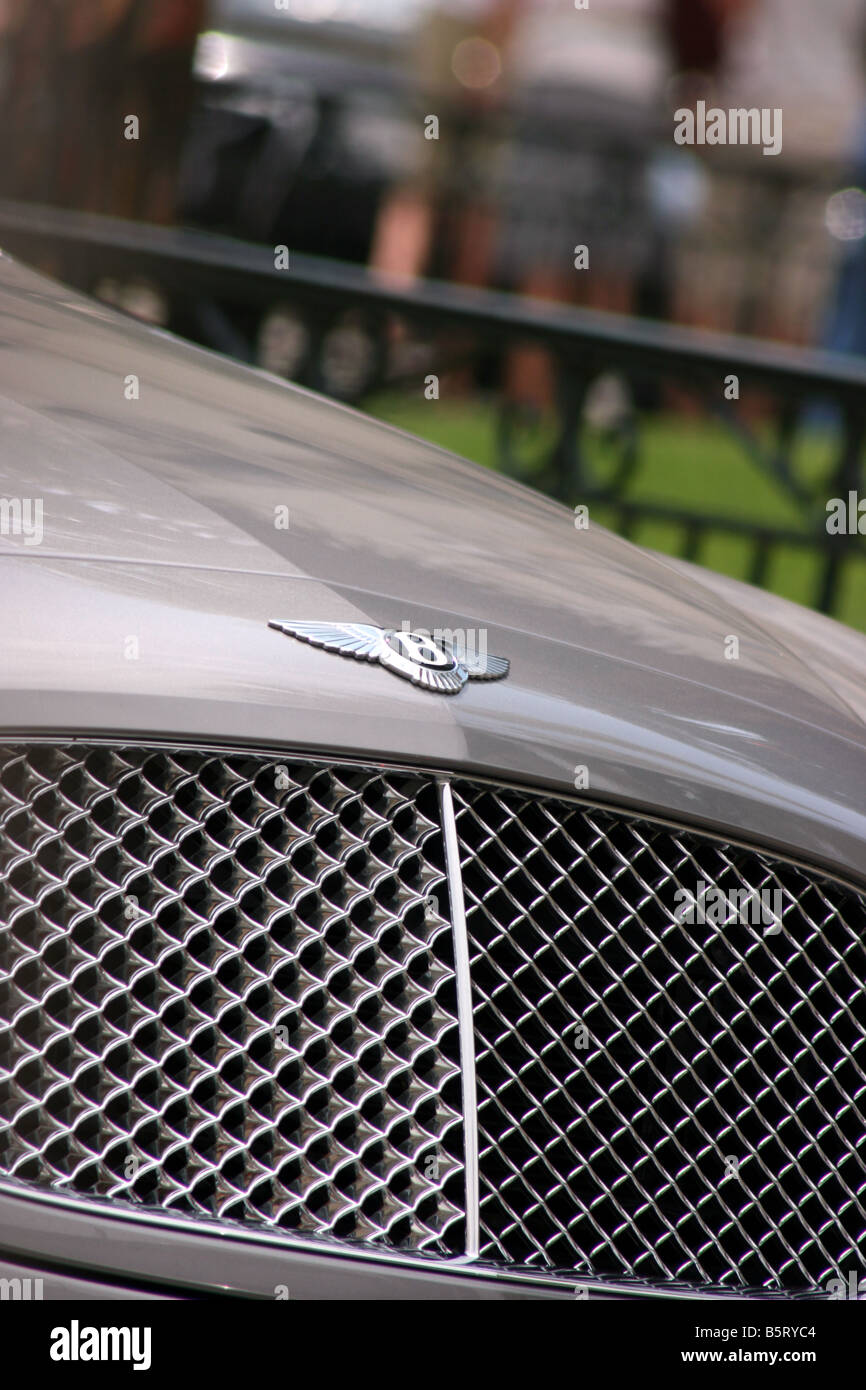 grill and badge of Bentley in Casino Square, Monaco Stock Photo