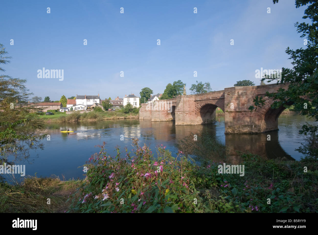 Wilton Bridge on the River Wye outside Ross On Wye, Herefordshire Stock Photo