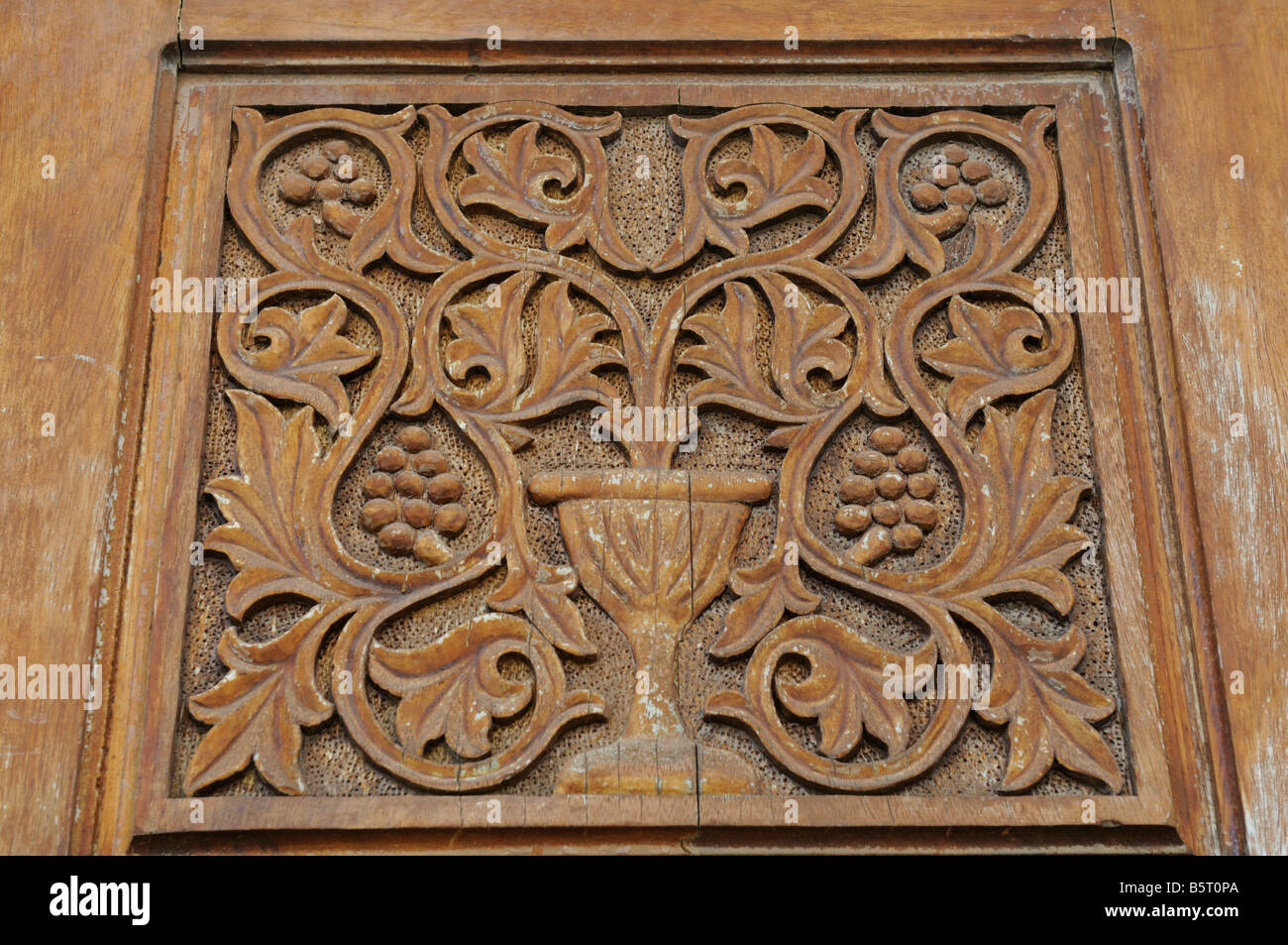 decorative wooden door, Zakynthos, Greece Stock Photo