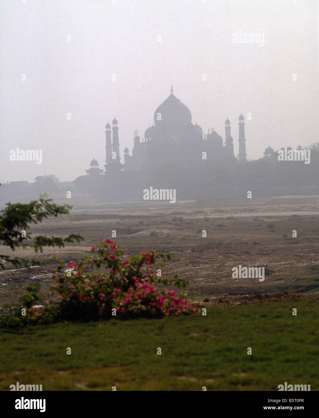 Taj Mahal Early Morning Mist Stock Photo
