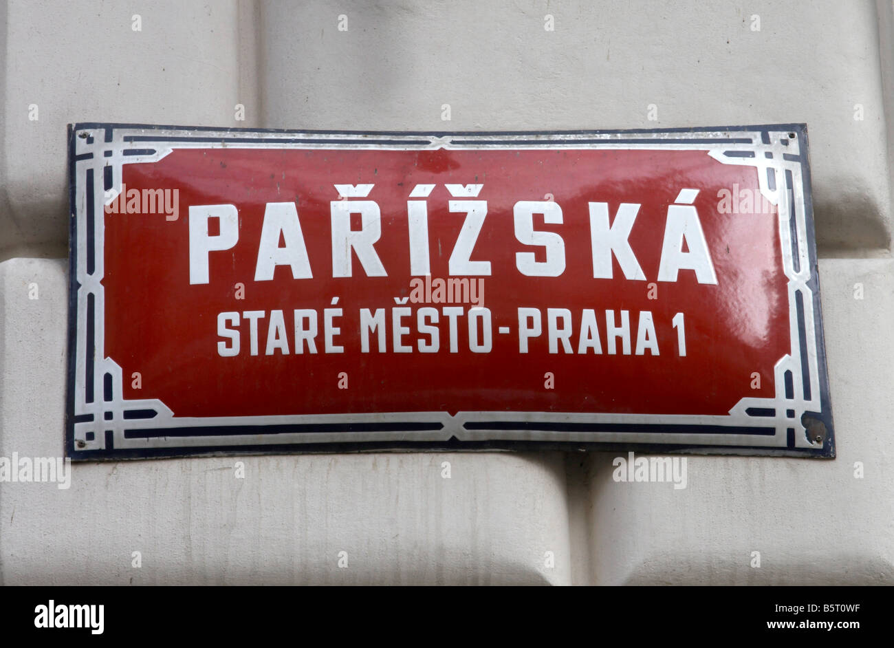 Parizska street sign in Old Town (Stare Mesto), Prague Stock Photo