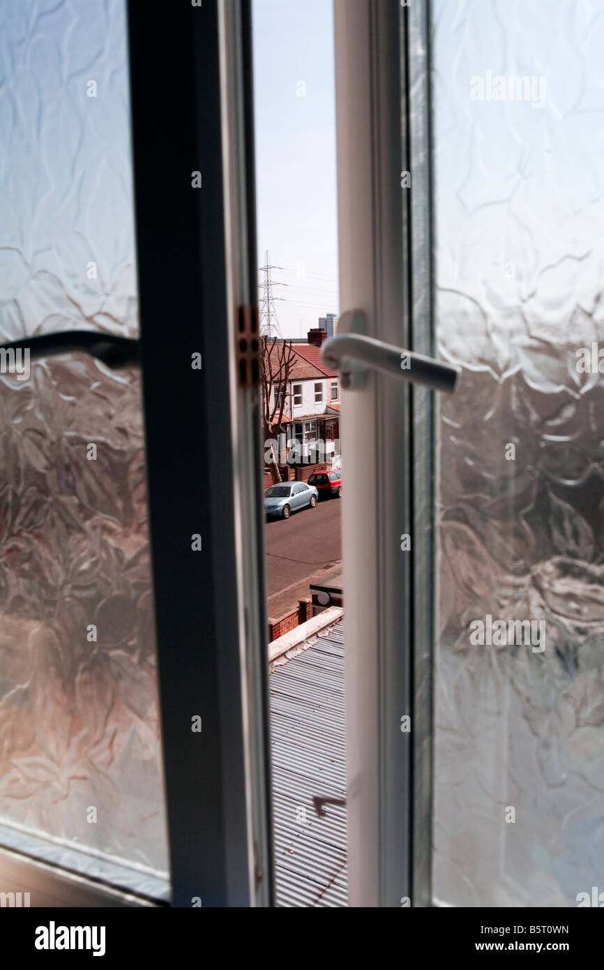 View out of a window in northern London. Stock Photo