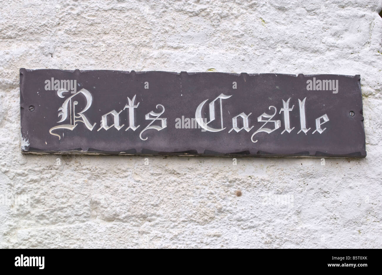 RATS CASTLE cottage nameplate coastal village of Clovelly North Devon ...