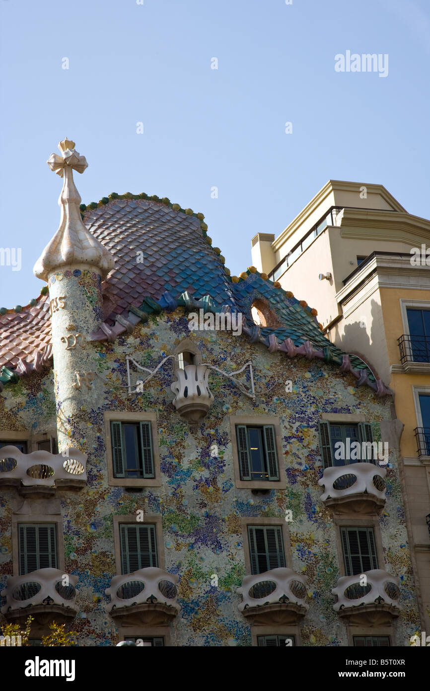 Front facade of casa Batlló, barcelona, catalonia, spain with the