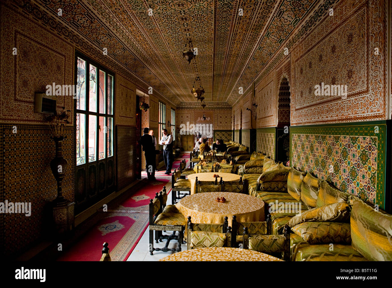 Traditional Moroccan restaurant at the foothills of the Atlas mountains ...