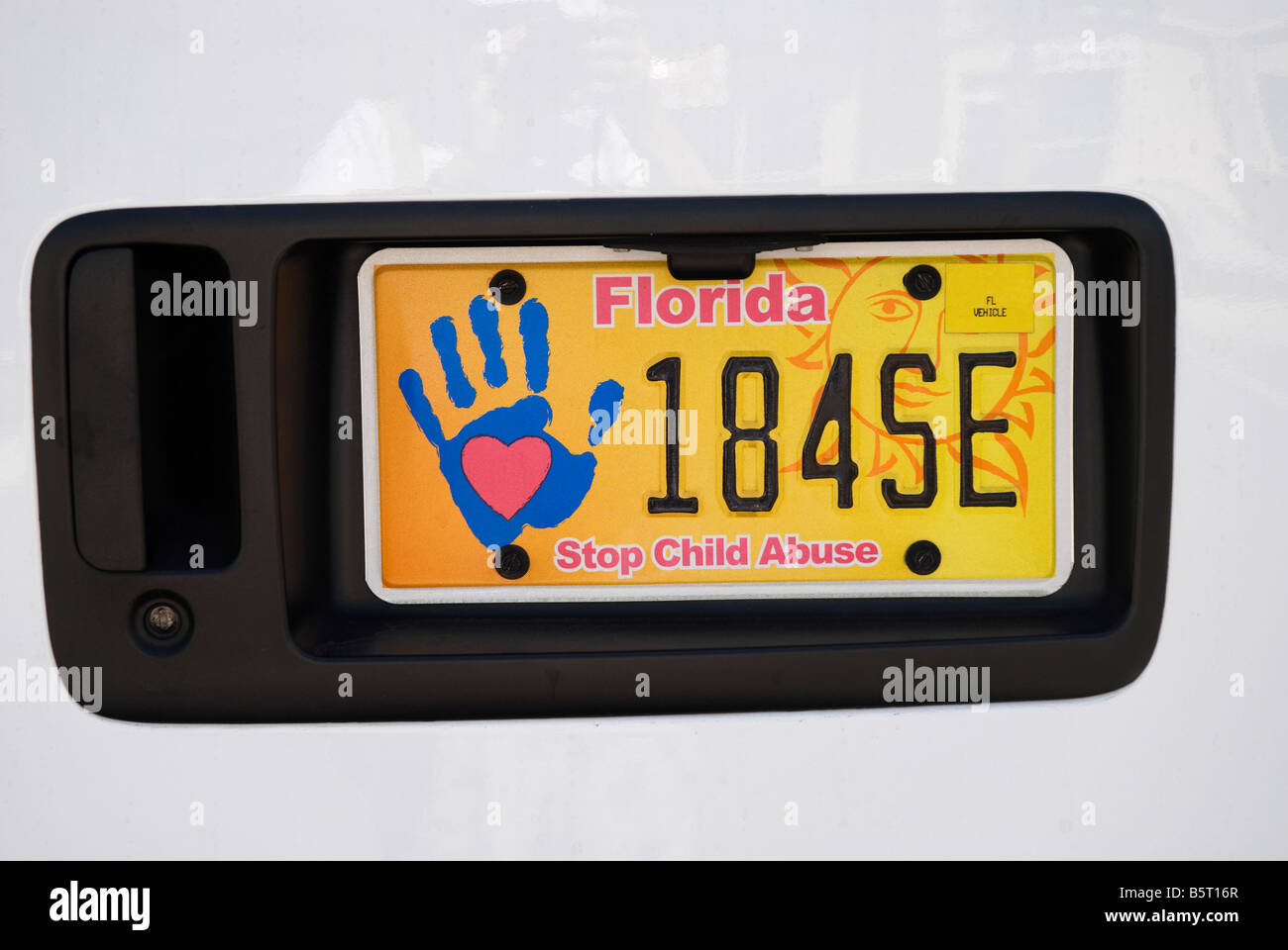 Florida stop child abuse auto tag Stock Photo