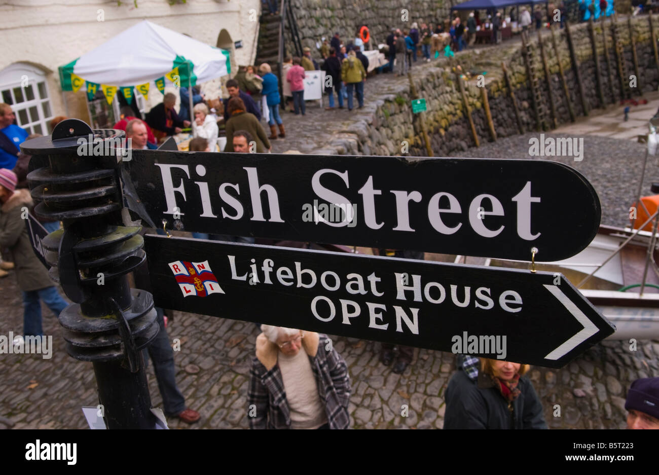 Sign for FISH STREET during the annual Herring Festival in coastal
