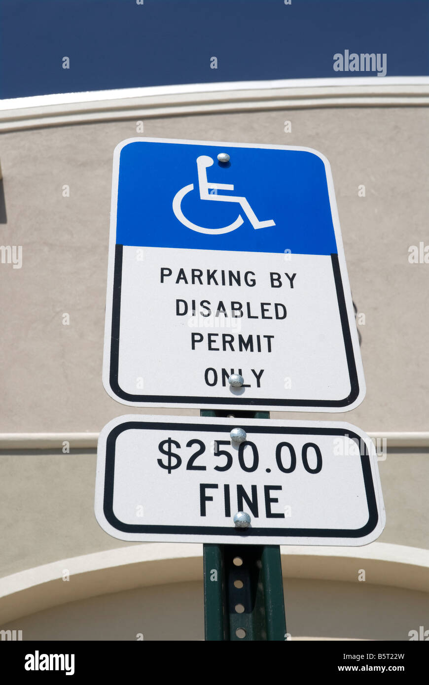 handicap parking sign in new shopping center North Florida Stock Photo