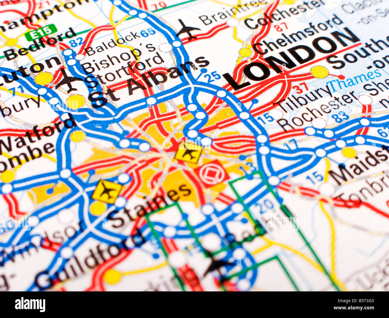 Close up of a road map of London Stock Photo