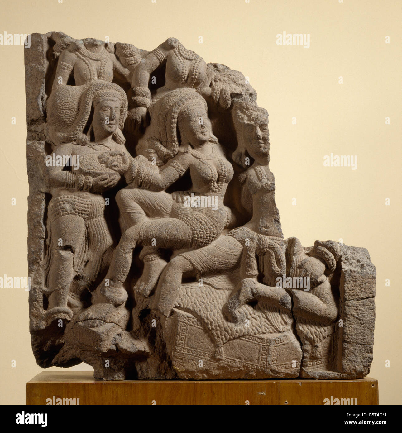 Dampati early Indian sculpture 1st century BC Deccan trap. From Pitalkhorea Maharashtra. National Museum of New Delhi India Stock Photo