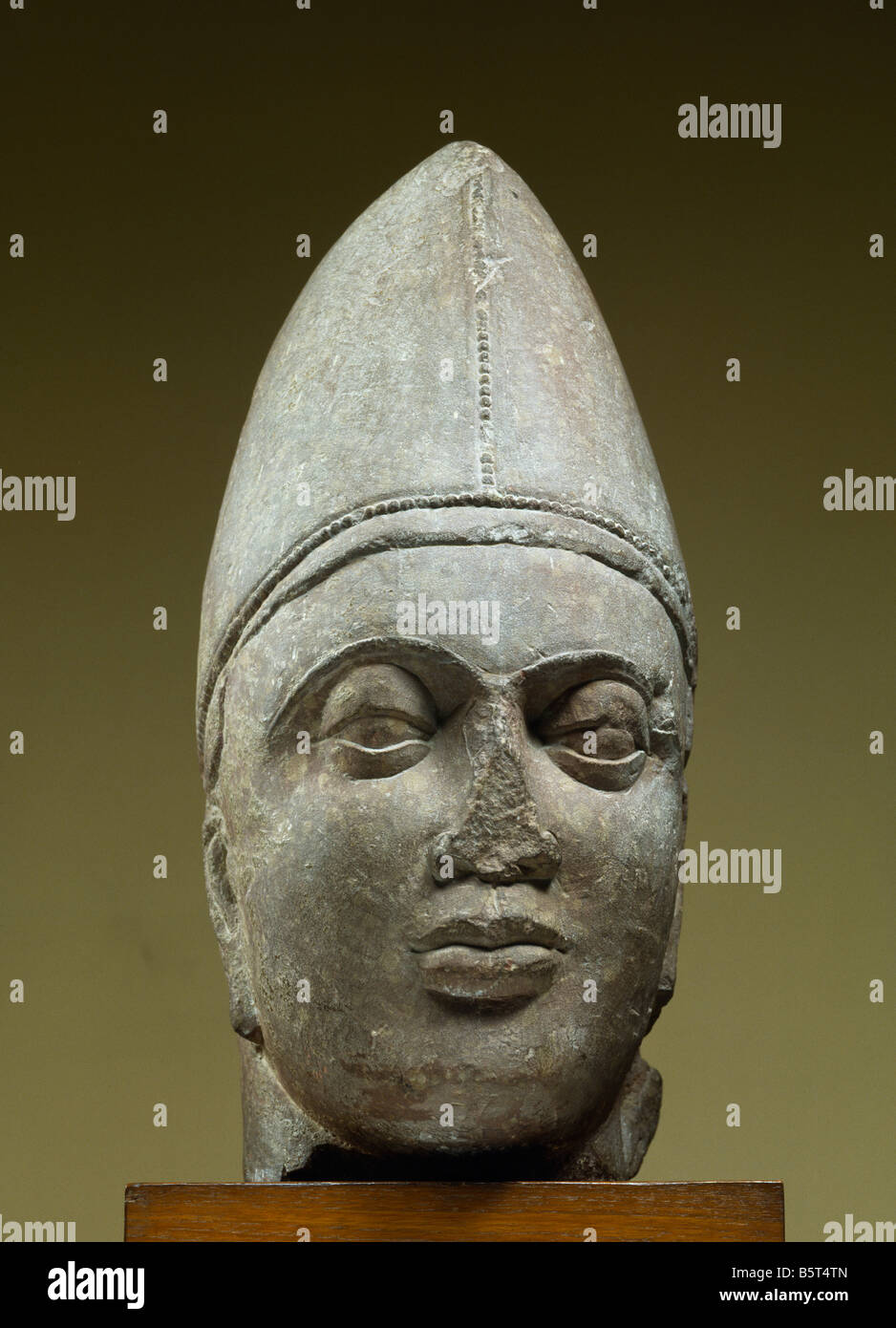 Head of scythian. Early indian sculpture 1st century a.d. Red sandstone from Mathura Uttar Pradesh. National Museum of New Delh Stock Photo
