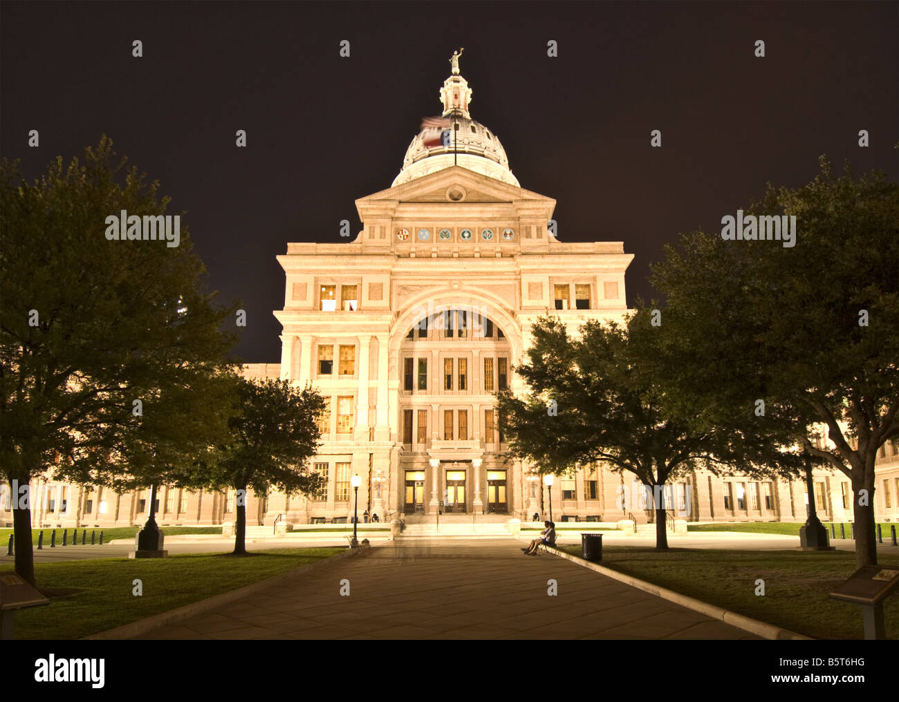 Texas Hill Country Austin State Capitol Building built 1888 south side night Stock Photo