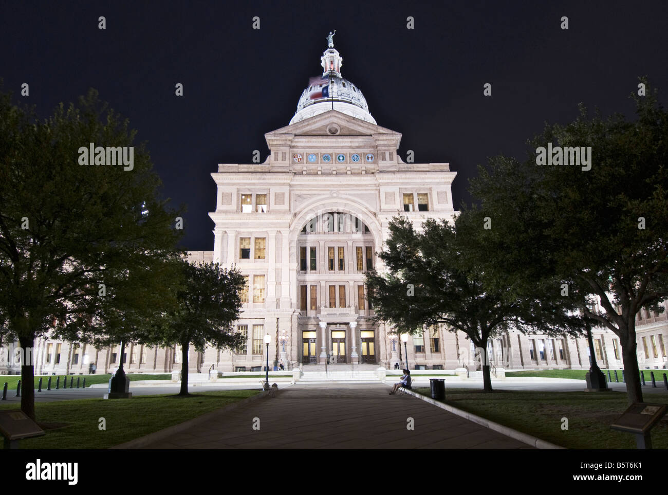 Texas Hill Country Austin State Capitol Building built 1888 south side night Stock Photo