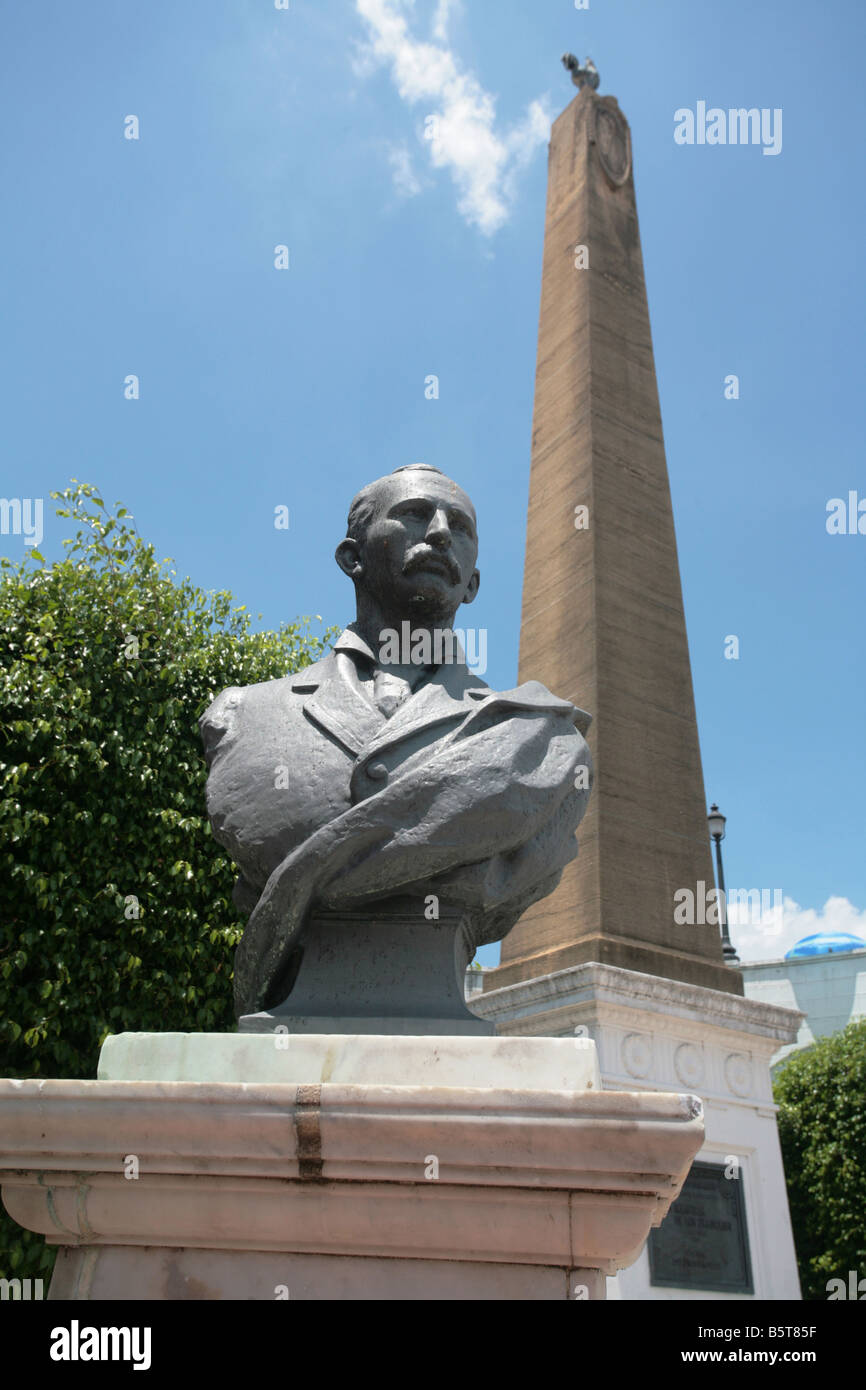 Pedro J. Sosa bust at the Plaza de Francia Las Bovedas of the Casco Antiguo or Casco Viejo of Panama City. Stock Photo