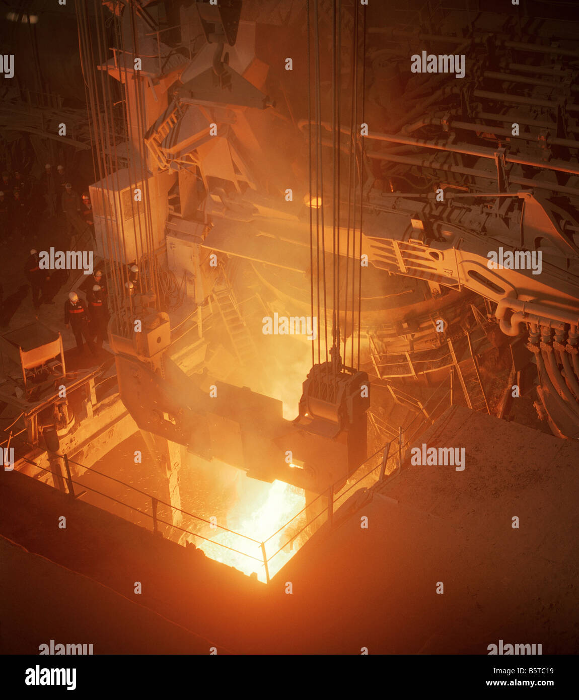 British Steel Electric Arc Furnace Pouring Steel into Ladle