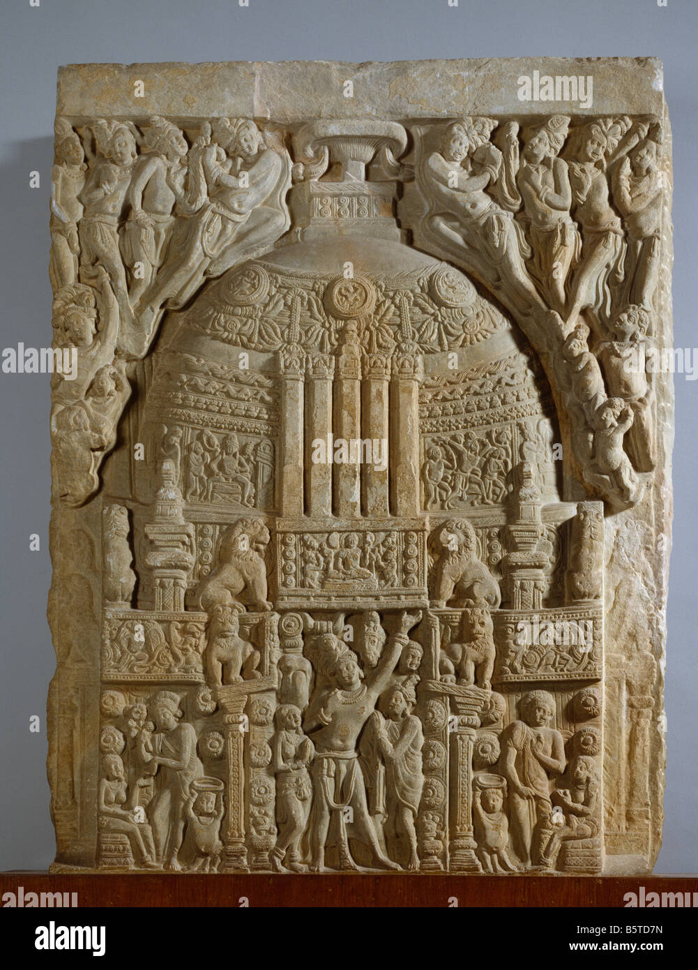 Decoration of buddhist stupa. Early indian sculpture from nagarjunikonda Andhra Pradesh 3rd century a.d. National Museum of New Stock Photo