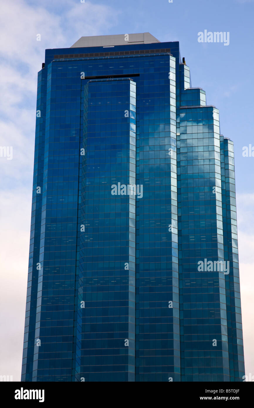 Clouds reflected in highrise building Perth Australia Stock Photo