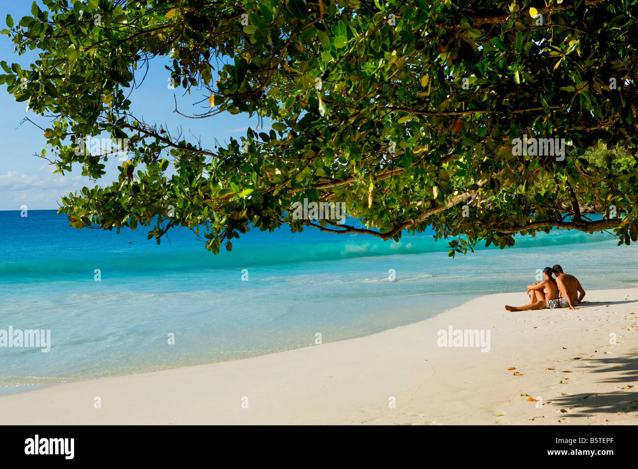 anse lazio in Praslin island Seychelles Stock Photo