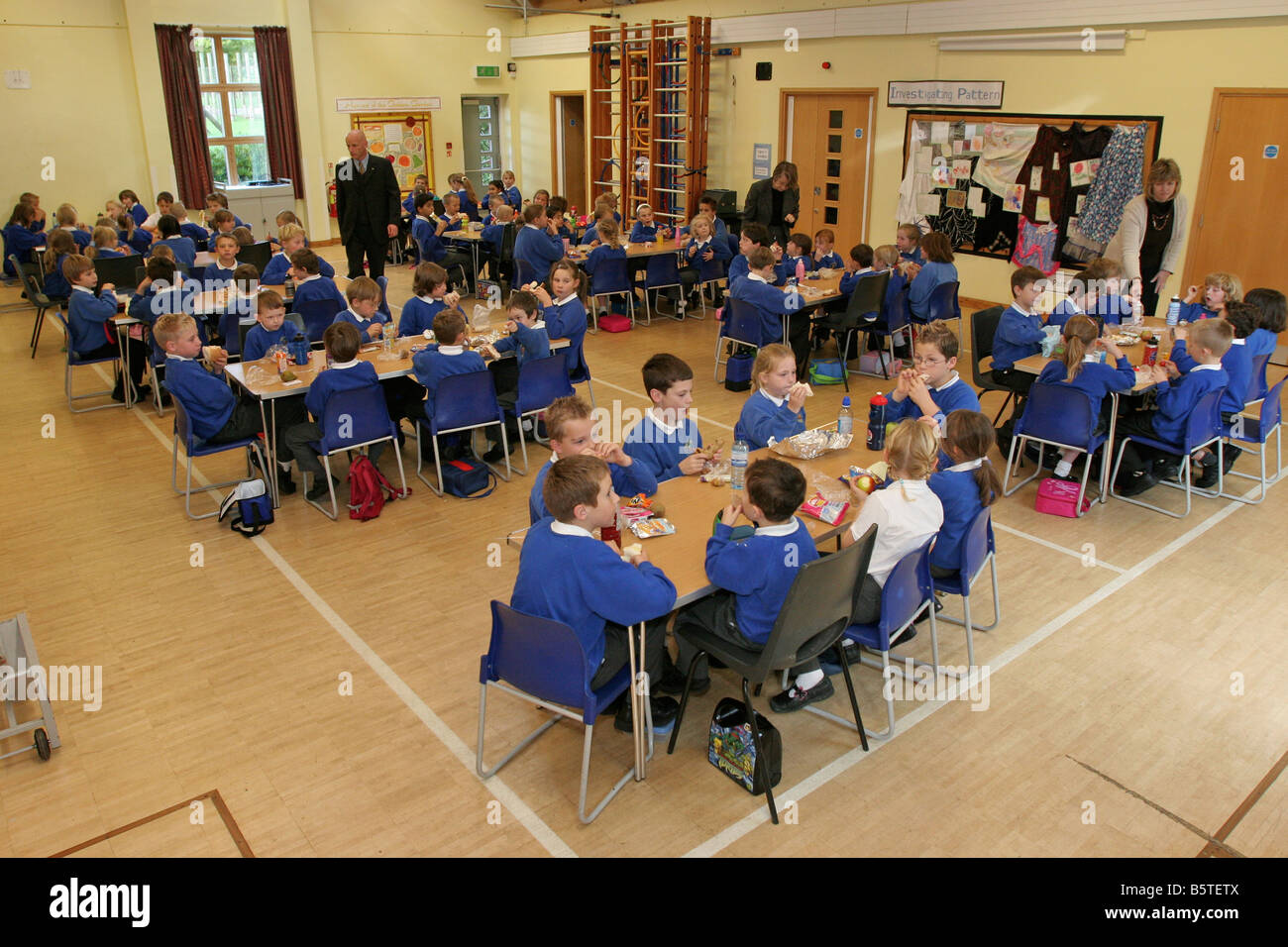 School dinners at a primary school in Cambridge, England Stock Photo