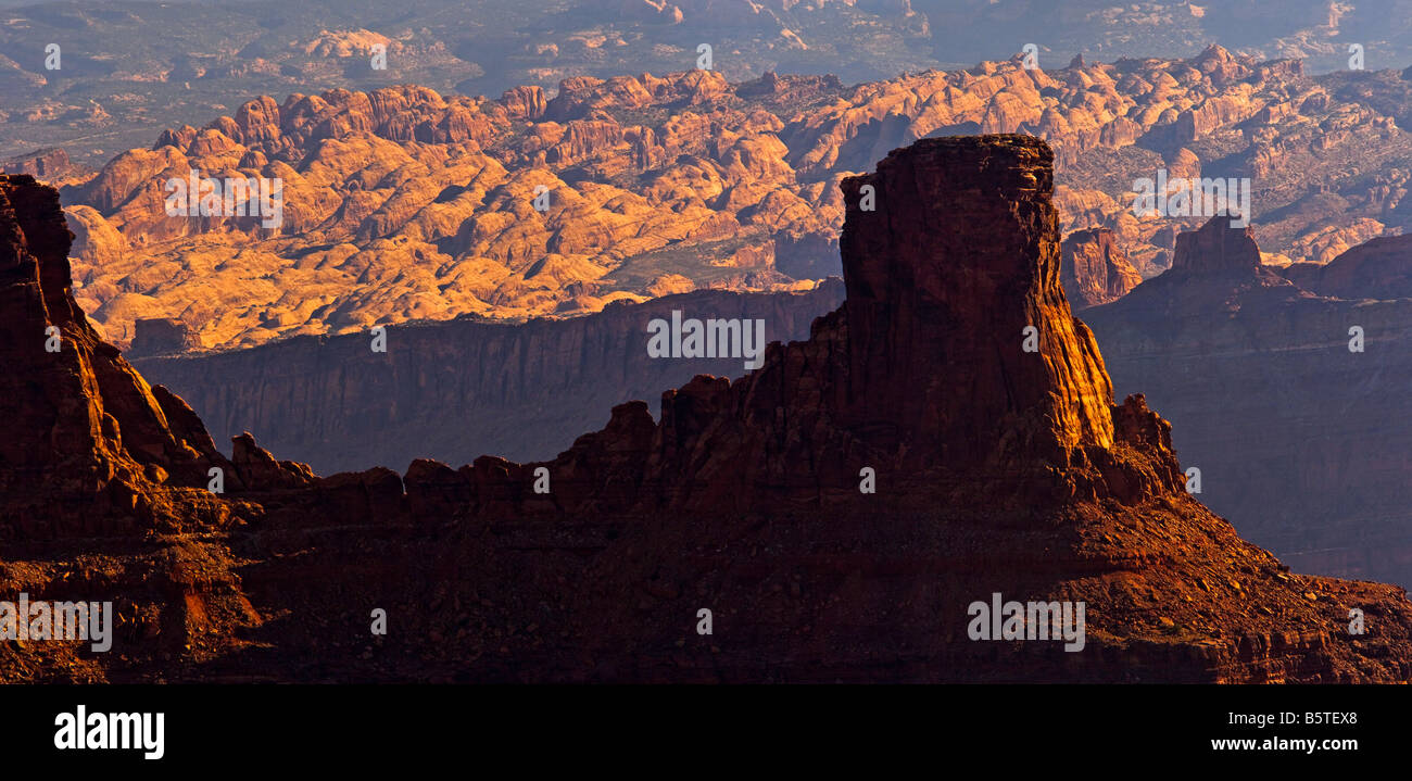 Overlook the rock formation from the Deadhorse Point in Moab,Utah,USA Stock Photo