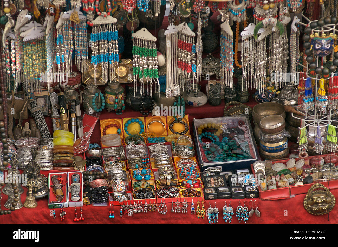 Tibetan souvenirs on a market stall, Lhasa, Tibet Stock Photo - Alamy