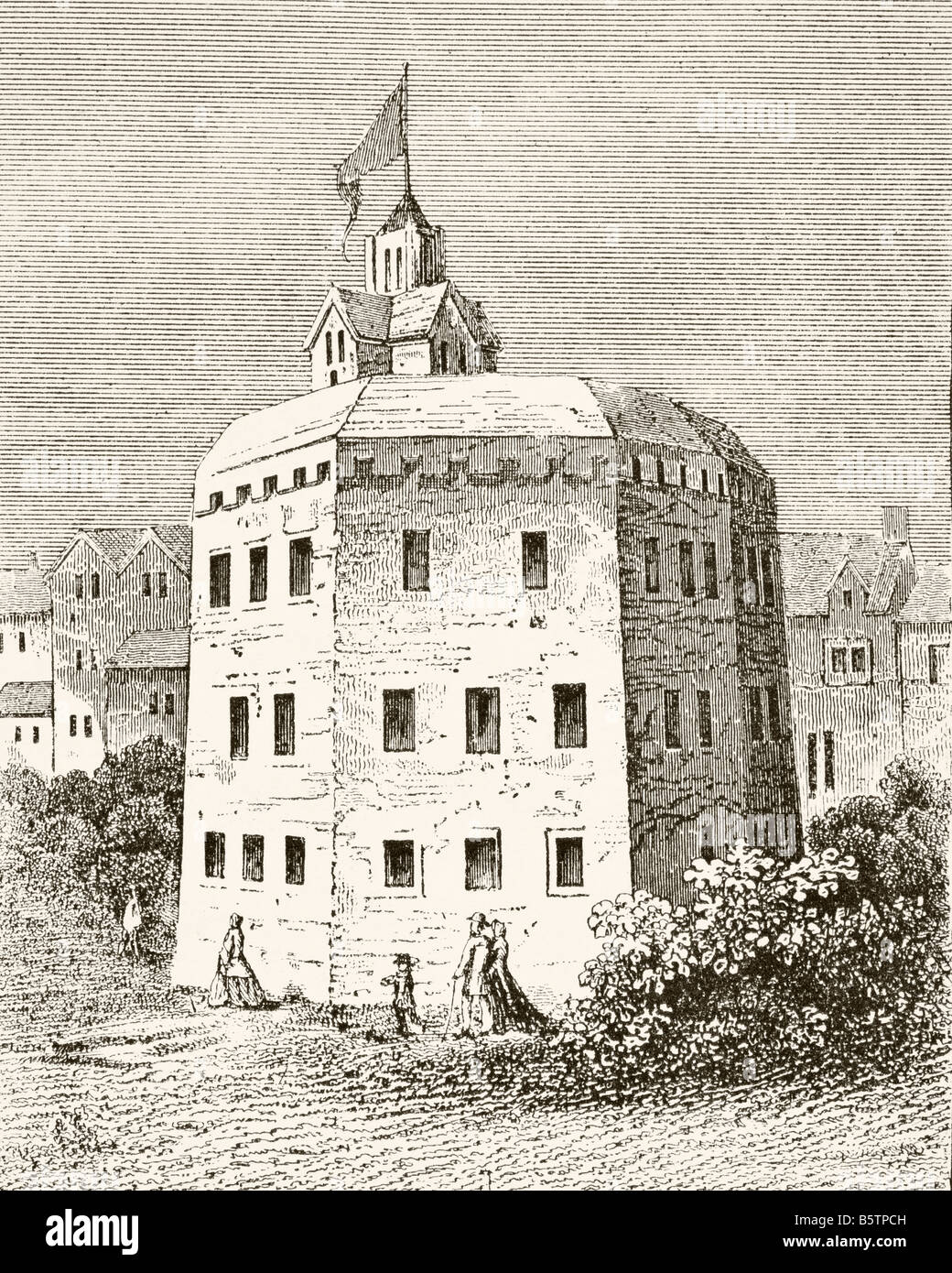 The Globe Theatre, Southwark, London in the 17th century Stock Photo